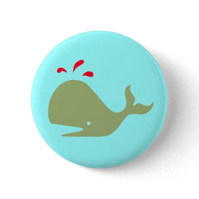 Andy Whale Singletons_green,red on teal button by Artful_Animalz