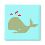 Andy Whale Singletons_green,red on teal Fridge Magnet