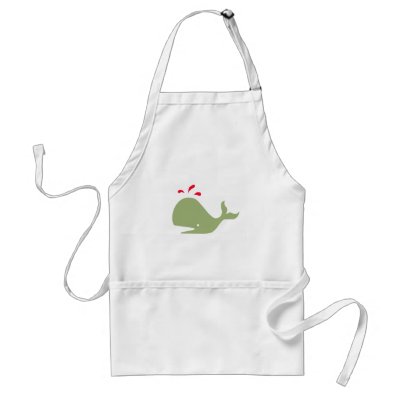 Andy Whale Singletons_green,red on white Apron by Artful_Animalz