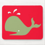 Andy Whale Singletons_green,white on red Mouse Mat