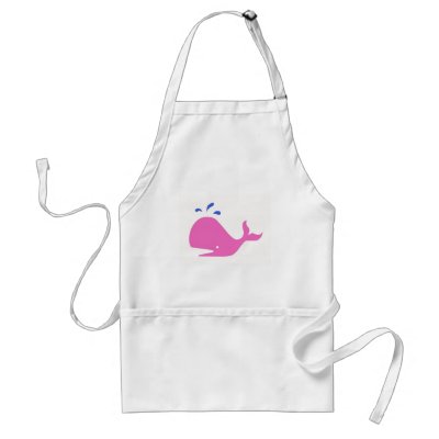 Andy Whale Singletons_pink,blue on white Aprons by Artful_Animalz