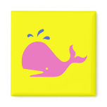 Andy Whale Singletons_pink,blue on yellow Magnet