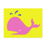 Andy Whale Singletons_pink,blue on yellow Post Cards