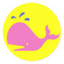 Andy Whale Singletons_pink,blue on yellow Sticker