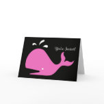 Andy Whale Singletons_pink,white on black Greeting Cards