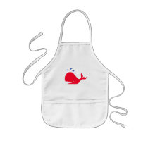 Andy Whale Singletons_red,blue on white Aprons