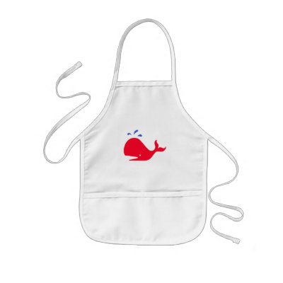 Andy Whale Singletons_red,blue on white Aprons by Artful_Animalz
