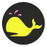 Andy Whale Singletons_yellow,pink on black Round Stickers