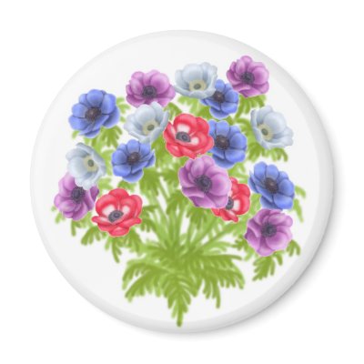 Anemone de Caen Garden Flowers Magnet by twopurringcats