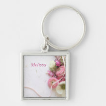 anemones, ranunculus, ribbon keychain