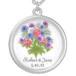 Anenome Flowers Bridal Bouquet Necklace