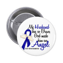 Angel 2 Husband Colon Cancer Button