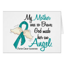Angel 2 Ovarian Cancer Mother Greeting Cards