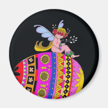Angel and a Pysanka, Ukrainian Folk Art Fridge Magnets