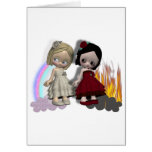 angel and devil cutie girls greeting cards