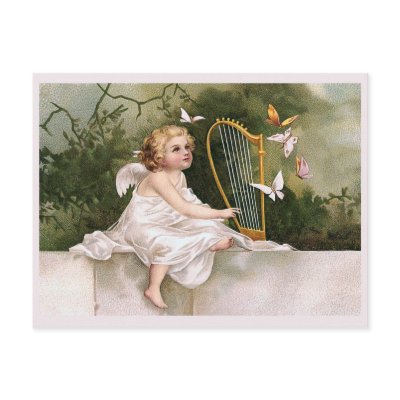 "Angel and Harp" Vintage Post Card by PrimeVintage