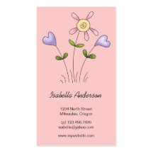 Angel Antics · Flower Hearts · Purple Business Card
