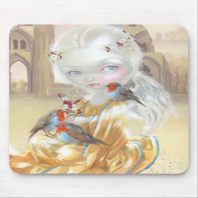 "Angel at Glastonbury Abbey" Mousepad by strangeling