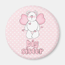 Angel Bear Big Sister Refrigerator Magnet