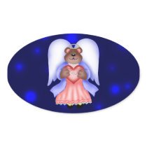 Angel Bear Oval Stickers