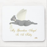 Angel Cat Dark Gray Yellow Roses Guardian Angel Ki Mouse Pad