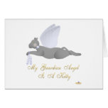 Angel Cat Dark Grey Blue Roses Guardian Angel Kitt Greeting Card