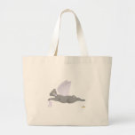 Angel Cat Dark Grey Purple Roses Canvas Bag