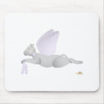 Angel Cat Light Gray Purple Roses Mouse Mat
