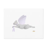 Angel Cat Light Gray Purple Roses Post Cards