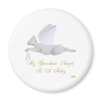 Angel Cat Light Grey Blue Roses Guardian Angel Kit Fridge Magnet