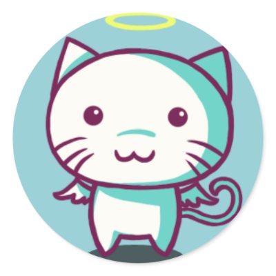 Angel Cat Runda Klistermärken by DevinaStore
