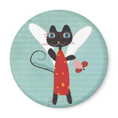 Angel circus mouse red dress dots blue magnet by Rupydetequila