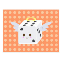 Angel Dice with Hearts Postcard