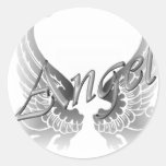 Angel Distressed Round Stickers 