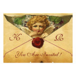ANGEL HEART WAX SEAL PARCHMENT MONOGRAM PERSONALIZED INVITATION