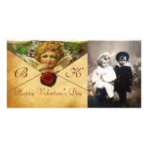 ANGEL HEART WAX SEAL PARCHMENT Monogram Customised Photo Card
