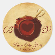 ANGEL HEART WAX SEAL PARCHMENT Monogram Sticker
