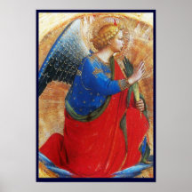 ANGEL IN GOLD RED AND BLUE PRINT
