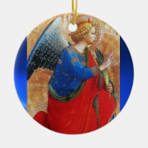 ANGEL IN GOLD RED AND BLUE, Sapphire Gem stone Christmas Tree Ornament
