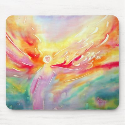 Angel in Heaven Aura Silk Art Painting Mouse Pad by Lornie