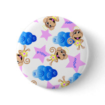 angel monkey print. pinback button