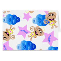 angel monkey print. greeting card