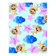 angel monkey print. post card