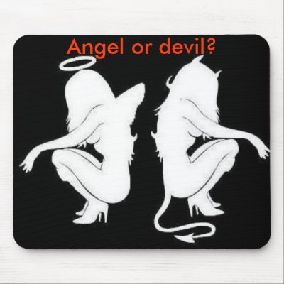Angel or devil? mousepad by PerfectPaula