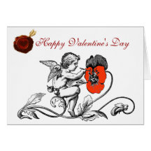 ANGEL PAINTING RED FLOWER VALENTINE'S DAY WAX SEAL CARDS