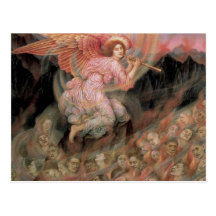 Angel Piping to Souls in Hell by Evelyn De Morgan Postcards
