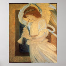 Angel Playing Flageolet Burne Jones, Vintage Music Print