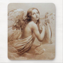 ANGEL PLAYING LYRA OVER THE CLOUDS brown Mousemat