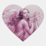 ANGEL PLAYING LYRA OVER THE CLOUDS ,heart Sticker