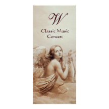 ANGEL PLAYING LYRA OVER THE CLOUDS,Monogram Felt Personalized Invite